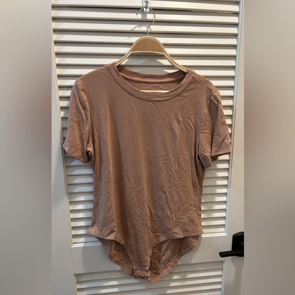 Nude-Beige Cotton Bodysuit